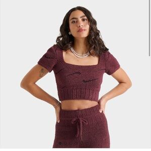 Nike Phoenix Boucle cropped knit top